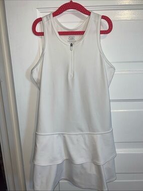 Athleta Girl White Sleeveless Zip Tennis Dress